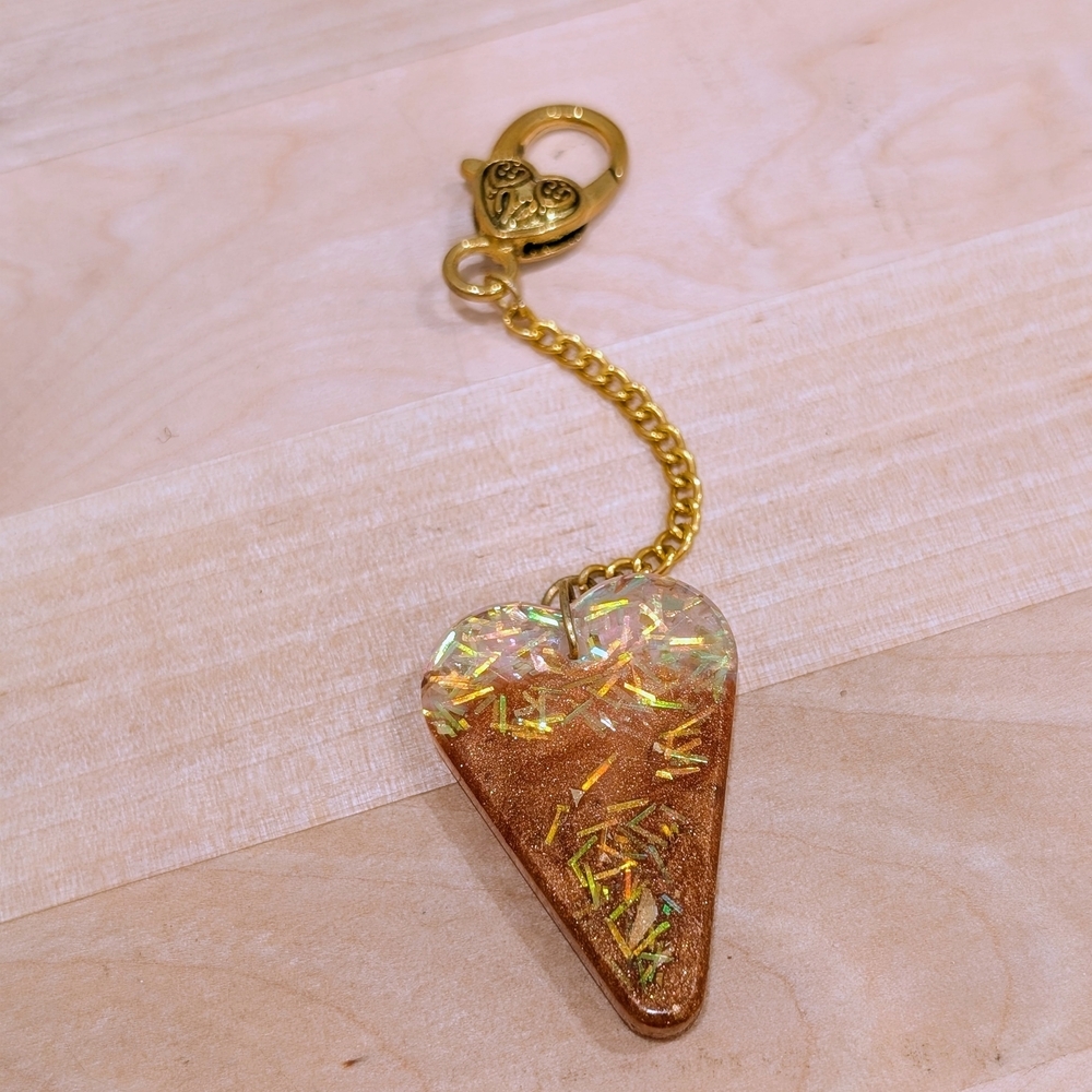 Valentine's Day Gold Heart Bag Charm